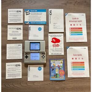 Nintendo DS NTR-001 Silver Console, All Paperwork Tested & Works, Crack on Hinge